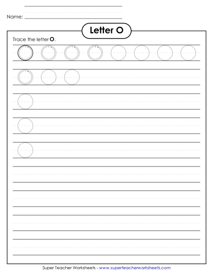 Trace and Print - Uppercase O (Smaller Font Size) (Printable PDF Worksheet)