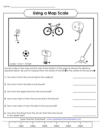 Basic Map Skills - Using a Map Scale (Basic) (Printable PDF Worksheet)