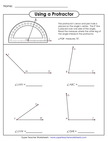 Measuring Angles Worksheets - Using a Protractor 3 (Printable PDF Worksheet)