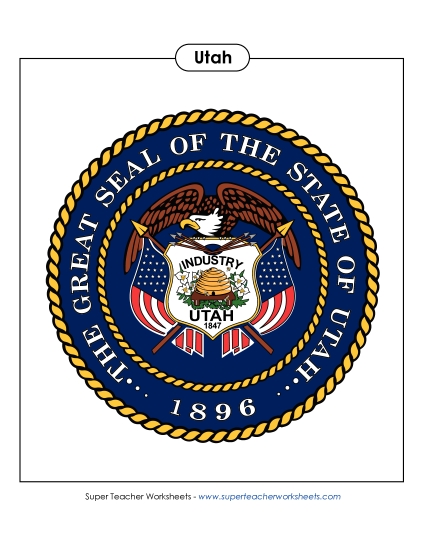Flags & Seals - Utah State Seal (Full-Color Version) (Printable PDF Worksheet)