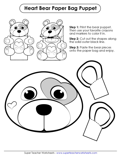 Holidays - Valentine's Day: Bear (Printable PDF Worksheet)