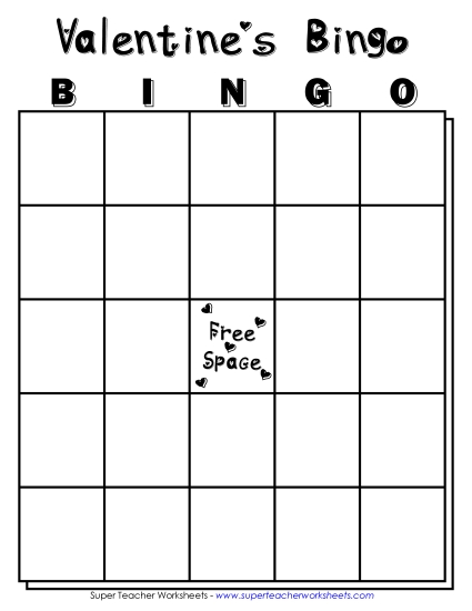 Valentine Crafts & Activities - Valentine's Day Bingo (Printable PDF Worksheet)