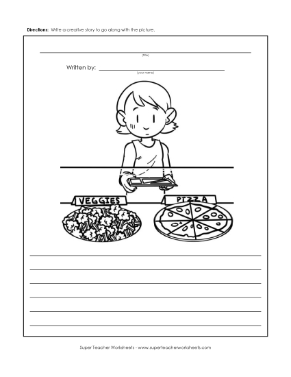 Story Pictures - Veggies or Pizza? (Printable PDF Worksheet)