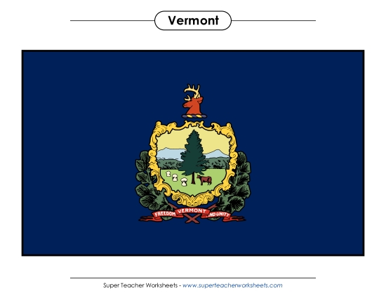 Flags & Seals - Vermont State Flag (Full-Color Version) (Printable PDF Worksheet)
