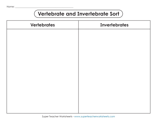 Vertebrates and Invertebrates - Vertebrate - Invertebrate: Cut, Sort, & Glue (Printable PDF Worksheet)