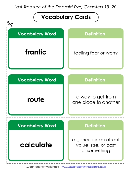 Chapters 18-20 - Vocab. Cards for Chapters 18-20 (Printable PDF Worksheet)