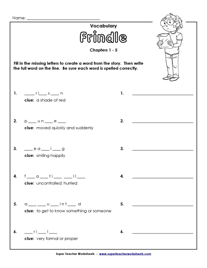 Chapters 1- 5 - Vocab for Chapters 1-5 (Printable PDF Worksheet)