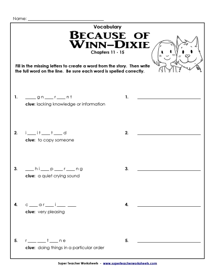 Chapters 11-15 - Vocab. for Chapters 11-15 (Printable PDF Worksheet)