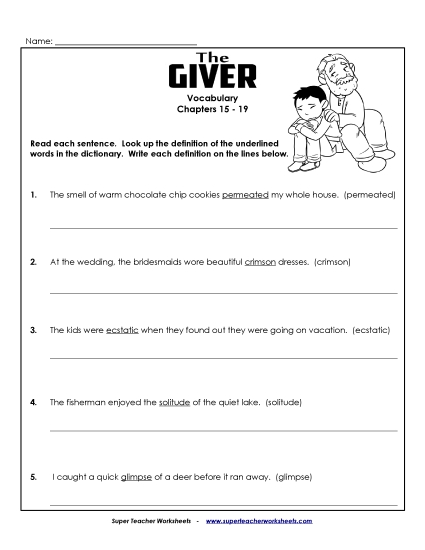 Chapters 15-19 - Vocab for Chapters 15-19 (Printable PDF Worksheet)