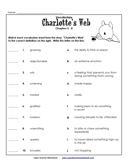 Chapters 5 - 8 - Vocab for Chapters 5-8 (Printable PDF Worksheet)