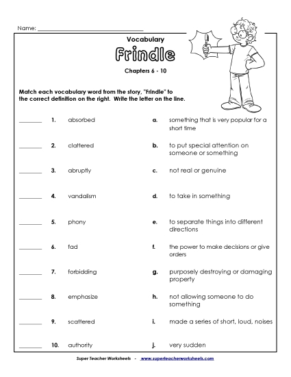 Chapters 6 - 10 - Vocab for Chapters 6-10 (Printable PDF Worksheet)