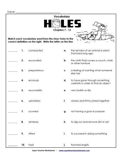 Chapters 7-13 - Vocab for Chapters 7-13 (Printable PDF Worksheet)