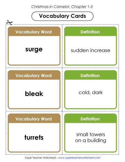 Chapters 1-3 - Vocabulary Cards: Chapters 1-3 (Printable PDF Worksheet)
