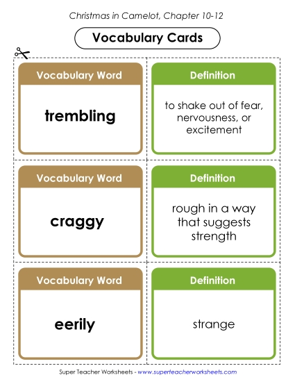 Chapters 10-12 - Vocabulary Cards: Chapters 10-12 (Printable PDF Worksheet)