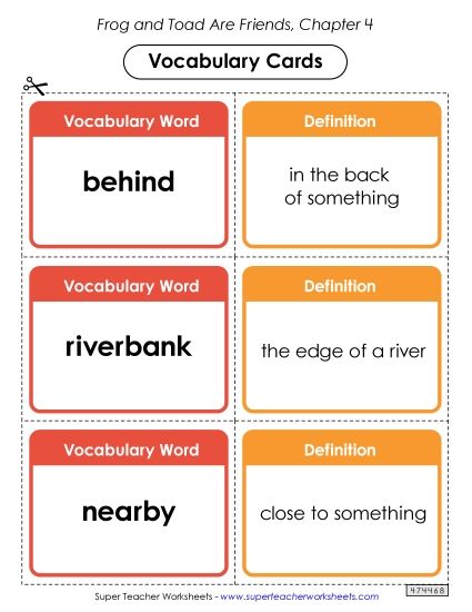 Chapter 4 - Vocabulary Cards for Chapter 4 (Printable PDF Worksheet)