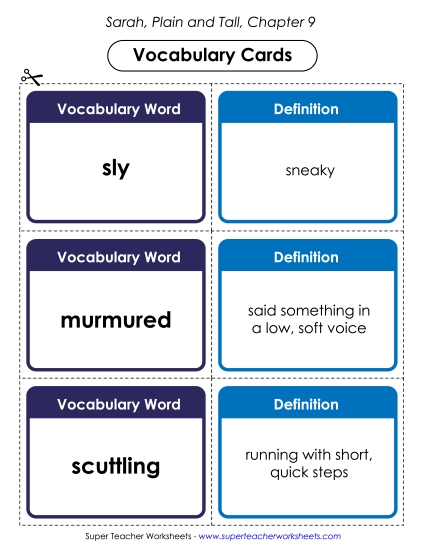 Chapter 9 - Vocabulary Cards for Chapter 9 (Printable PDF Worksheet)