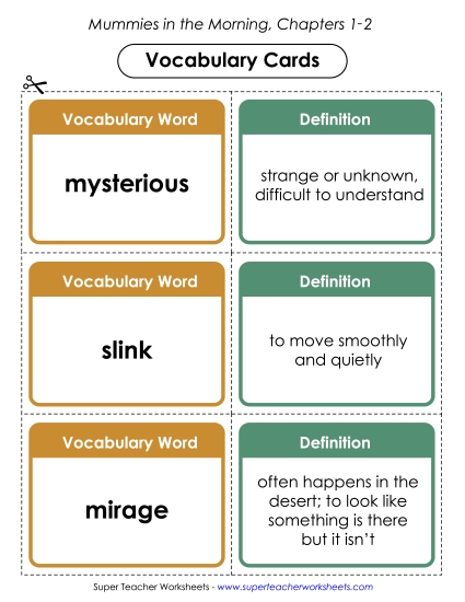 Chapters 1-2 - Vocabulary Cards for Chapters 1-2 (Printable PDF Worksheet)