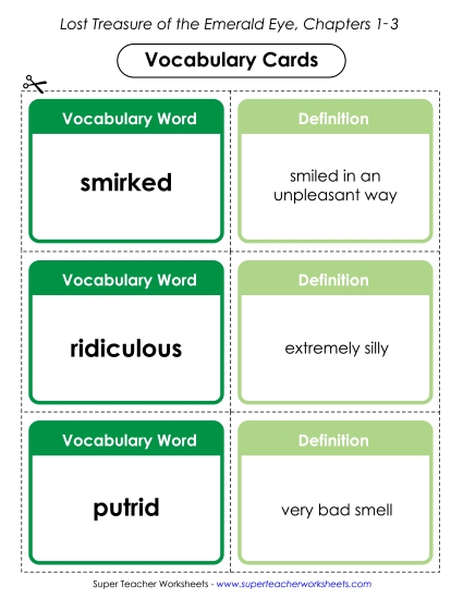 Chapters 1 - 3 - Vocabulary Cards for Chapters 1-3 (Printable PDF Worksheet)