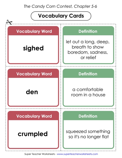Chapters 5 - 6 - Vocabulary Cards for Chapters 5-6 (Printable PDF Worksheet)
