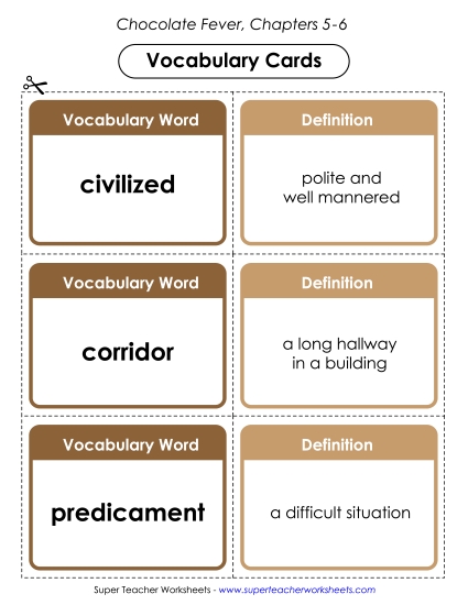Chapters 5-6 - Vocabulary Cards for Chapters 5-6 (Printable PDF Worksheet)