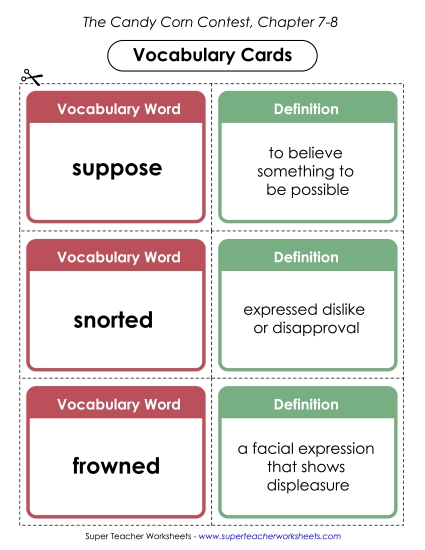 Chapters 7 - 8 - Vocabulary Cards for Chapters 7-8 (Printable PDF Worksheet)