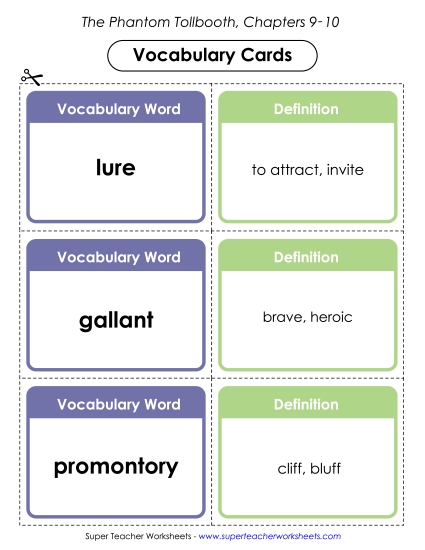 Chapters 9 & 10 - Vocabulary Cards for Chapters 9-10 (Printable PDF Worksheet)