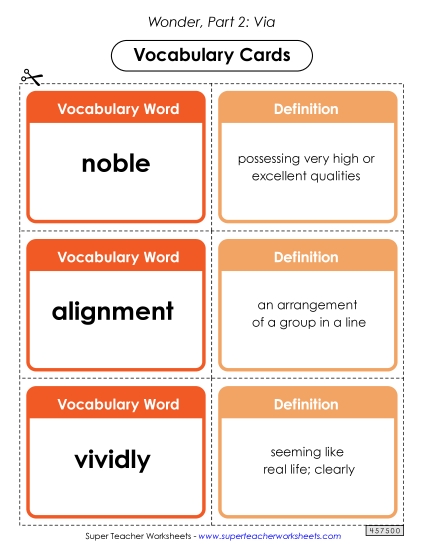 Part 2 - Via - Vocabulary Cards for Part 2  (Printable PDF Worksheet)