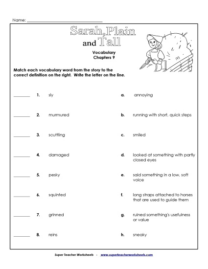 Chapter 9 - Vocabulary for Chapter 9 (Printable PDF Worksheet)