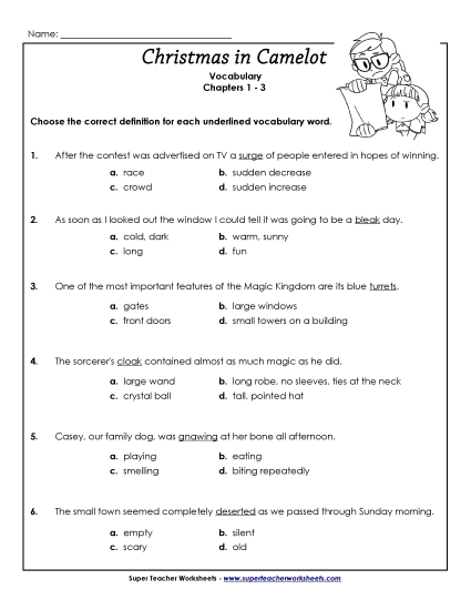 Chapters 1-3 - Vocabulary for Chapters 1-3 (Printable PDF Worksheet)