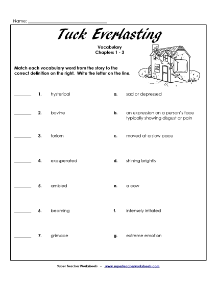 Chapters 1 through 3 - Vocabulary for Chapters 1-3 (Printable PDF Worksheet)