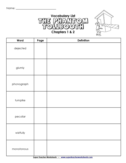 Chapters 1 & 2 - Vocabulary for Chapters 1 & 2 (Printable PDF Worksheet)