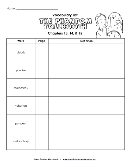 Chapters 13 - 15 - Vocabulary for Chapters 13 - 15 (Printable PDF Worksheet)