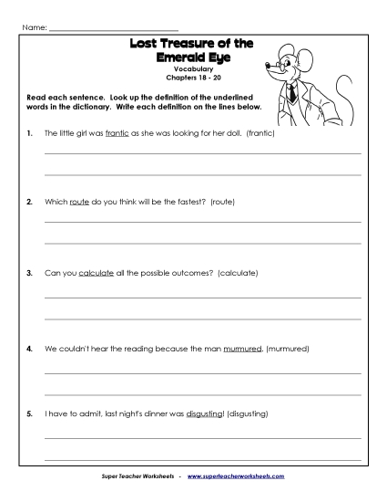 Chapters 18-20 - Vocabulary for Chapters 18-20 (Printable PDF Worksheet)
