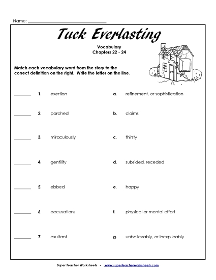 Chapters 22 through 24 - Vocabulary for Chapters 22-24 (Printable PDF Worksheet)