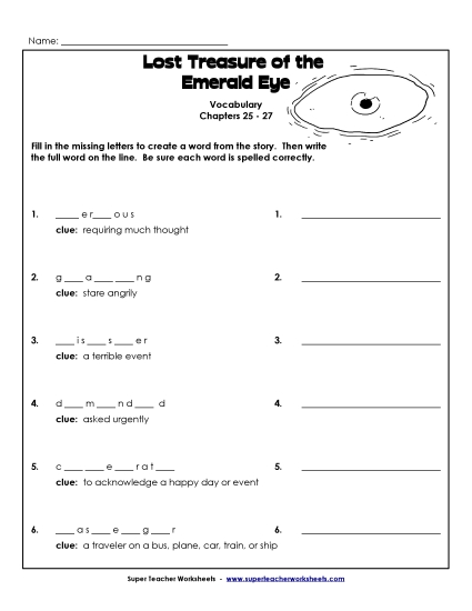 Chapters 25-27 - Vocabulary for Chapters 25-27 (Printable PDF Worksheet)