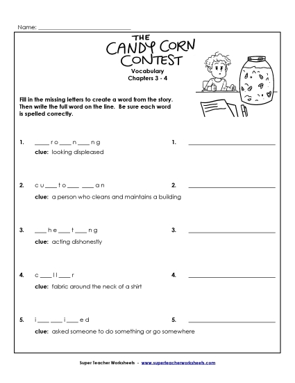 Chapters 3 - 4 - Vocabulary for Chapters 3-4 (Printable PDF Worksheet)