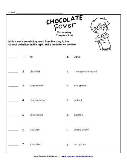 Chapters 3-4 - Vocabulary for Chapters 3-4 (Printable PDF Worksheet)