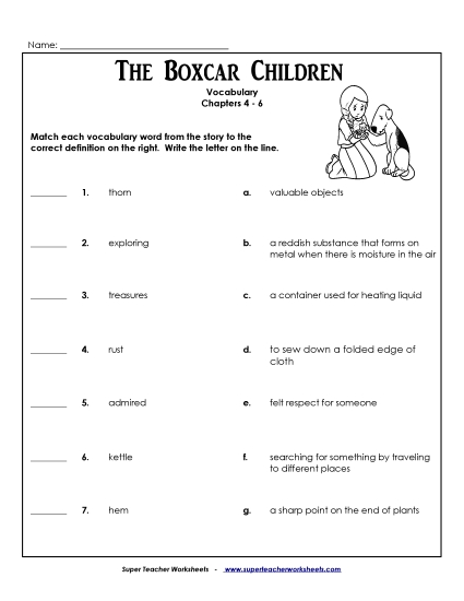 Chapters 4-6 - Vocabulary for Chapters 4-6 (Printable PDF Worksheet)