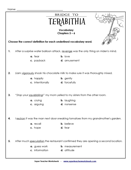 Chapters 5-6 - Vocabulary for Chapters 5 and 6 (Printable PDF Worksheet)