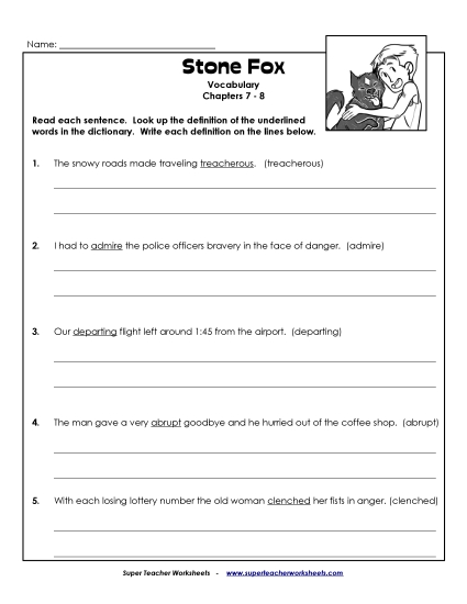 Chapters 7 & 8 - Vocabulary for Chapters 7-8 (Printable PDF Worksheet)
