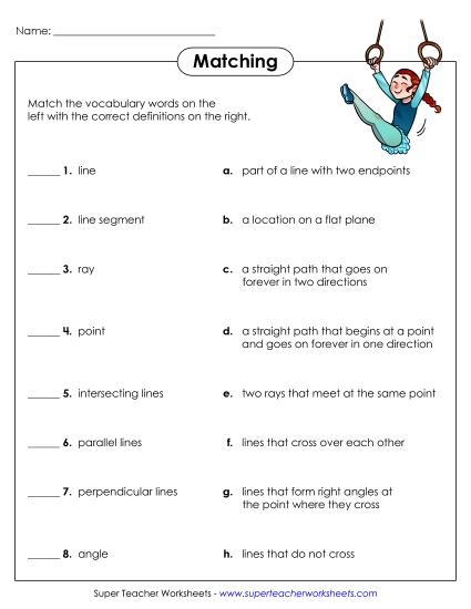 Vocabulary Matching (Printable PDF Worksheet)