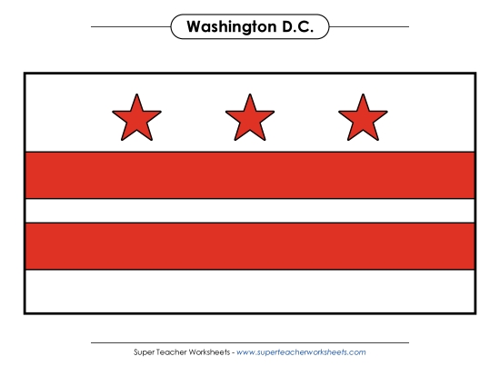 Flag and Seal - Washington, D.C. Flag (Full Color) (Printable PDF Worksheet)