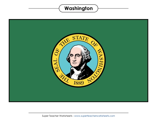 Flags & Seals - Washington State Flag (Full-Color Version) (Printable PDF Worksheet)