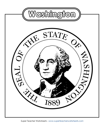Flags & Seals - Washington State Seal (Black & White) (Printable PDF Worksheet)