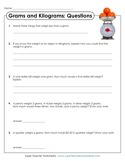 Weight Questions (Printable PDF Worksheet)