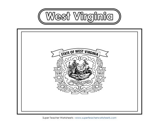 Flags & Seals - West Virginia Flag Coloring Page (Printable PDF Worksheet)