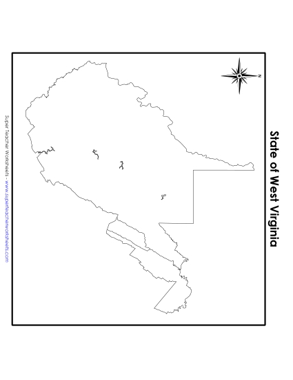 Maps - West Virginia Map (No Bordering States) (Printable PDF Worksheet)