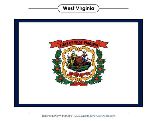Flags & Seals - West Virginia State Flag (Full-Color Version) (Printable PDF Worksheet)