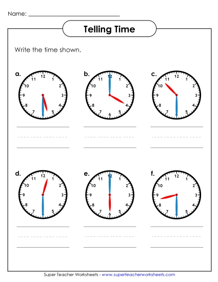 Reading Clocks: Nearest Half Hour - What Time Is It? (Printable PDF Worksheet)