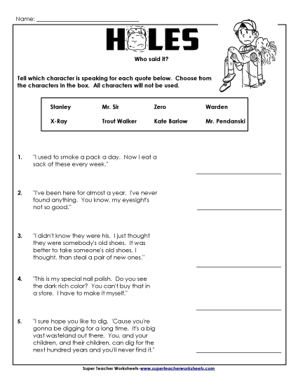 Whole Book - Who Said It? (Printable PDF Worksheet)